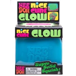 NeeDoh Nice Cube Glow Squishy Toy BLUE Nee Doh glow cube fidget toy